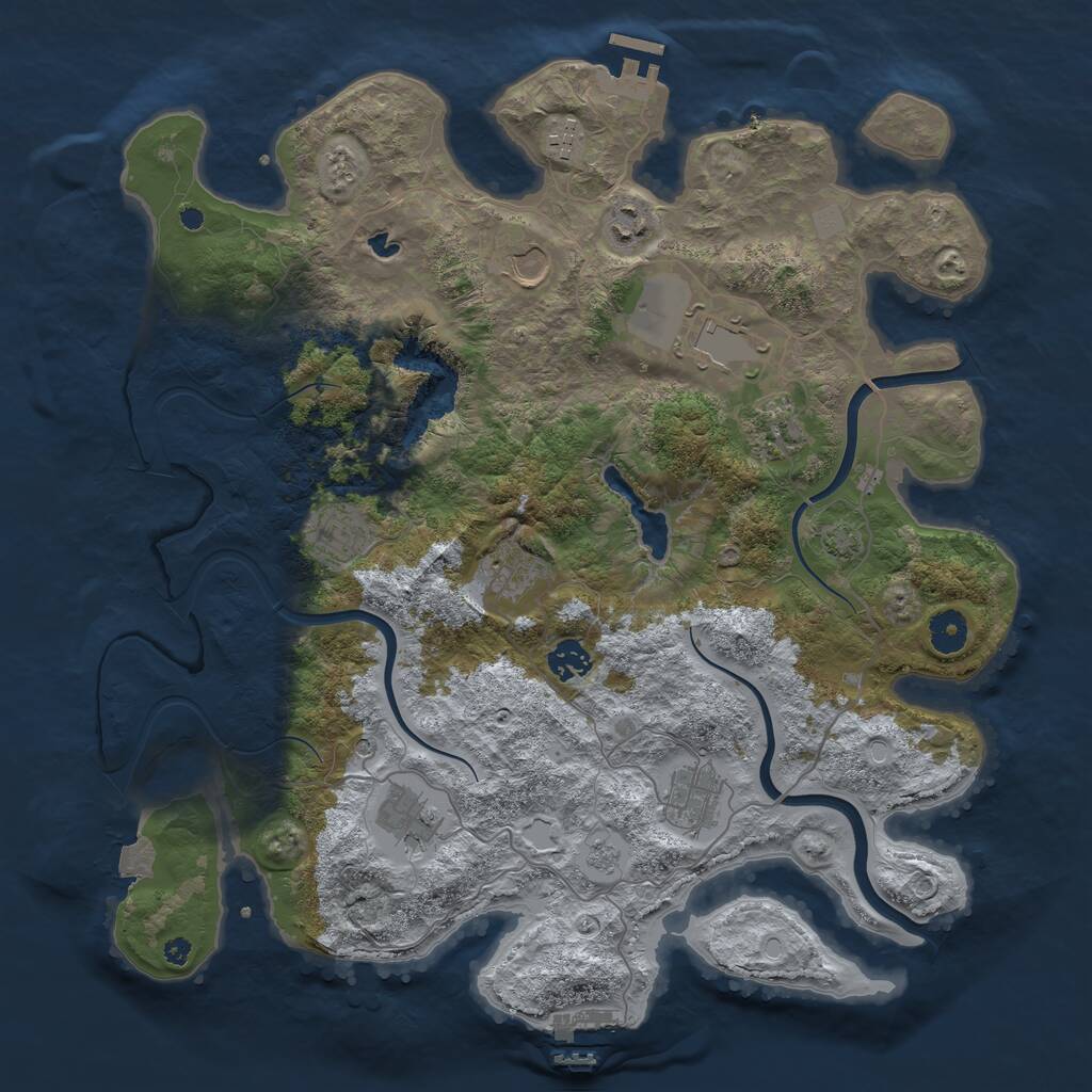 Rust Map: Procedural Map, Size: 4000, Seed: 83818591, 16 Monuments