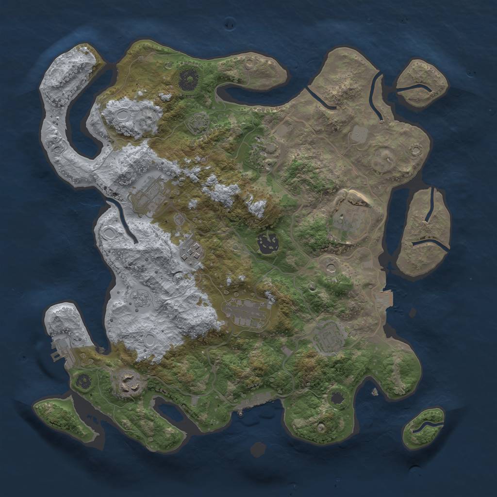 Rust Map: Procedural Map, Size: 3450, Seed: 34947027, 16 Monuments
