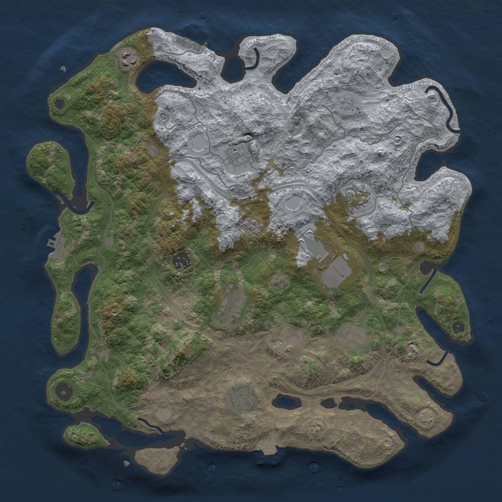 Rust Map: Procedural Map, Size: 4250, Seed: 1053360916, 18 Monuments