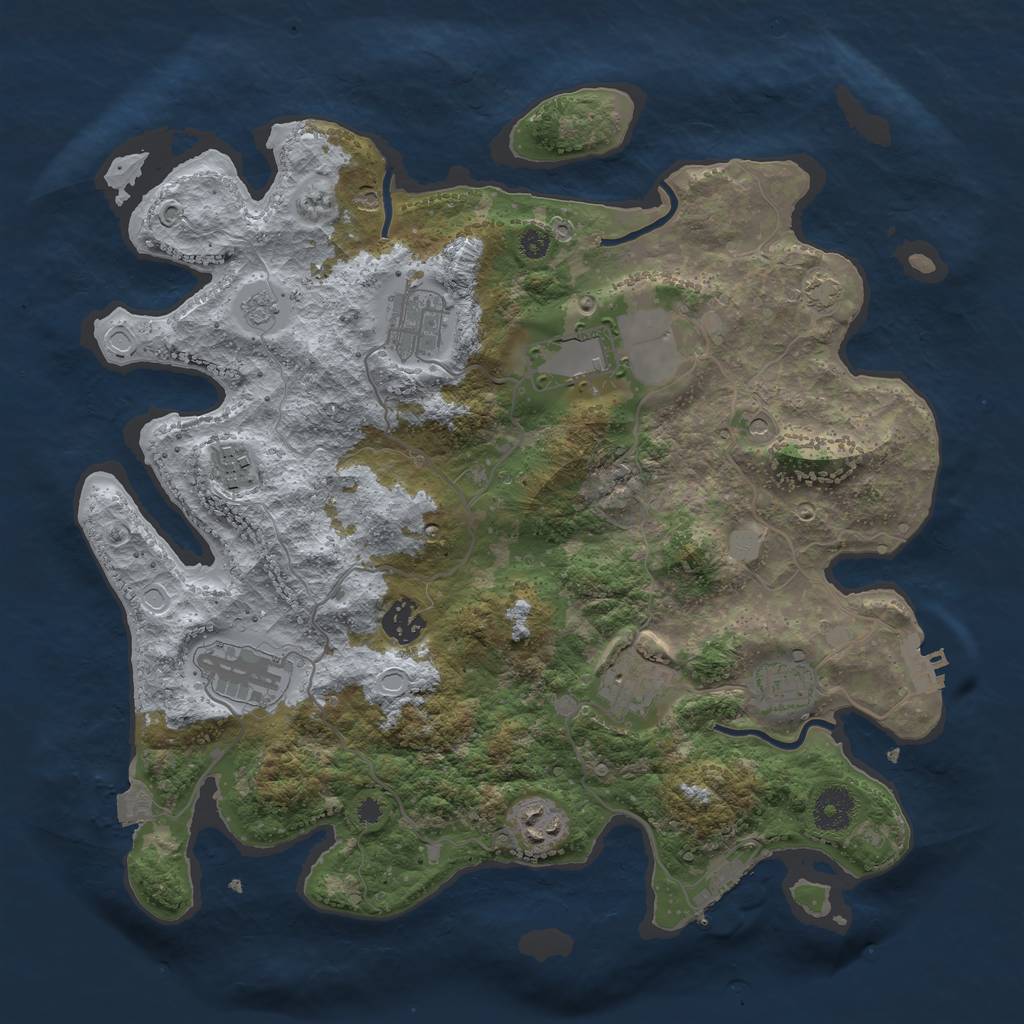 Rust Map: Procedural Map, Size: 3600, Seed: 18352657, 16 Monuments