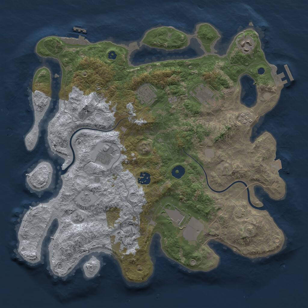 Rust Map: Procedural Map, Size: 3600, Seed: 39552865, 14 Monuments