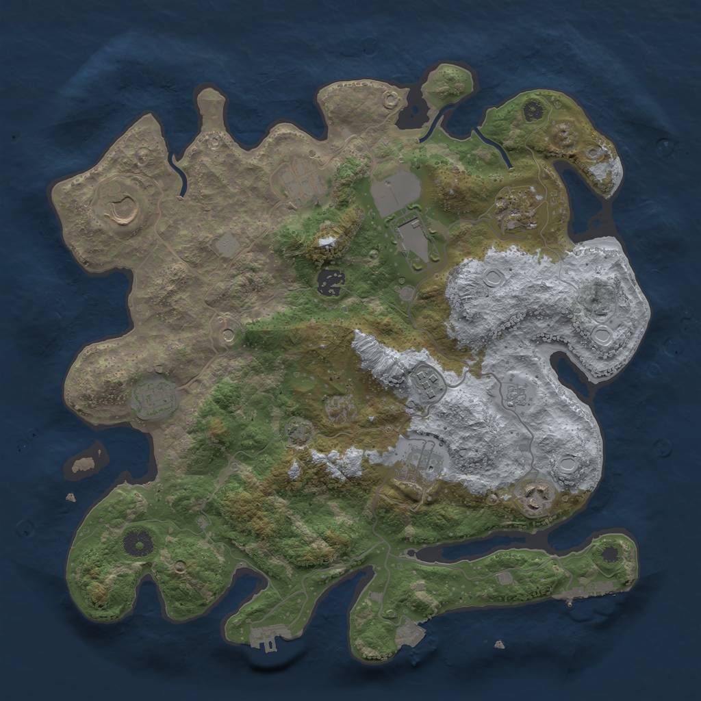 Rust Map: Procedural Map, Size: 3700, Seed: 17727186, 17 Monuments