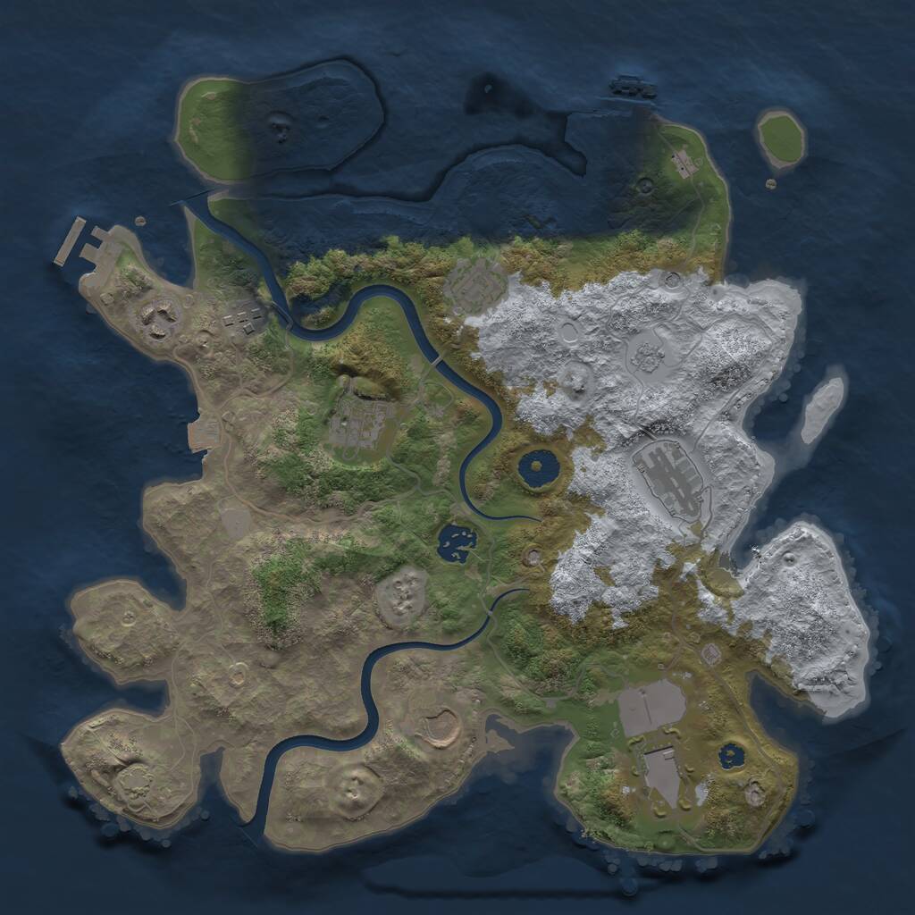 Rust Map: Procedural Map, Size: 3550, Seed: 84598354, 14 Monuments
