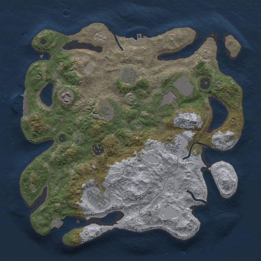 Rust Map: Procedural Map, Size: 3500, Seed: 1873630211, 16 Monuments
