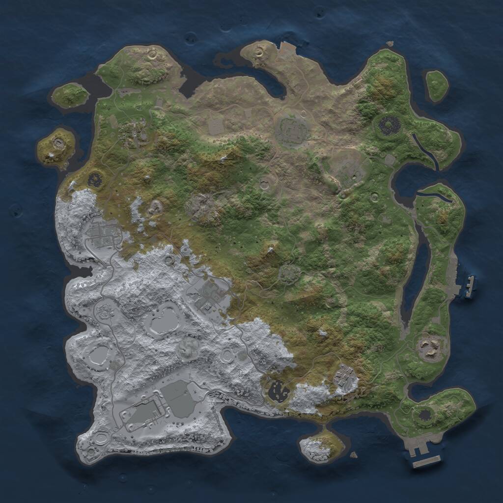 Rust Map: Procedural Map, Size: 3600, Seed: 122356, 15 Monuments