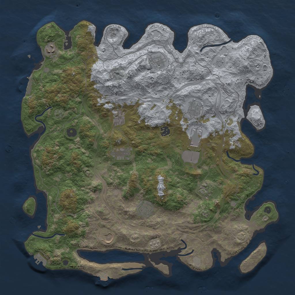 Rust Map: Procedural Map, Size: 4500, Seed: 1525814805, 19 Monuments