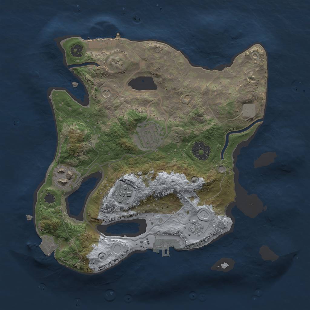 Rust Map: Procedural Map, Size: 2500, Seed: 242499437, 10 Monuments