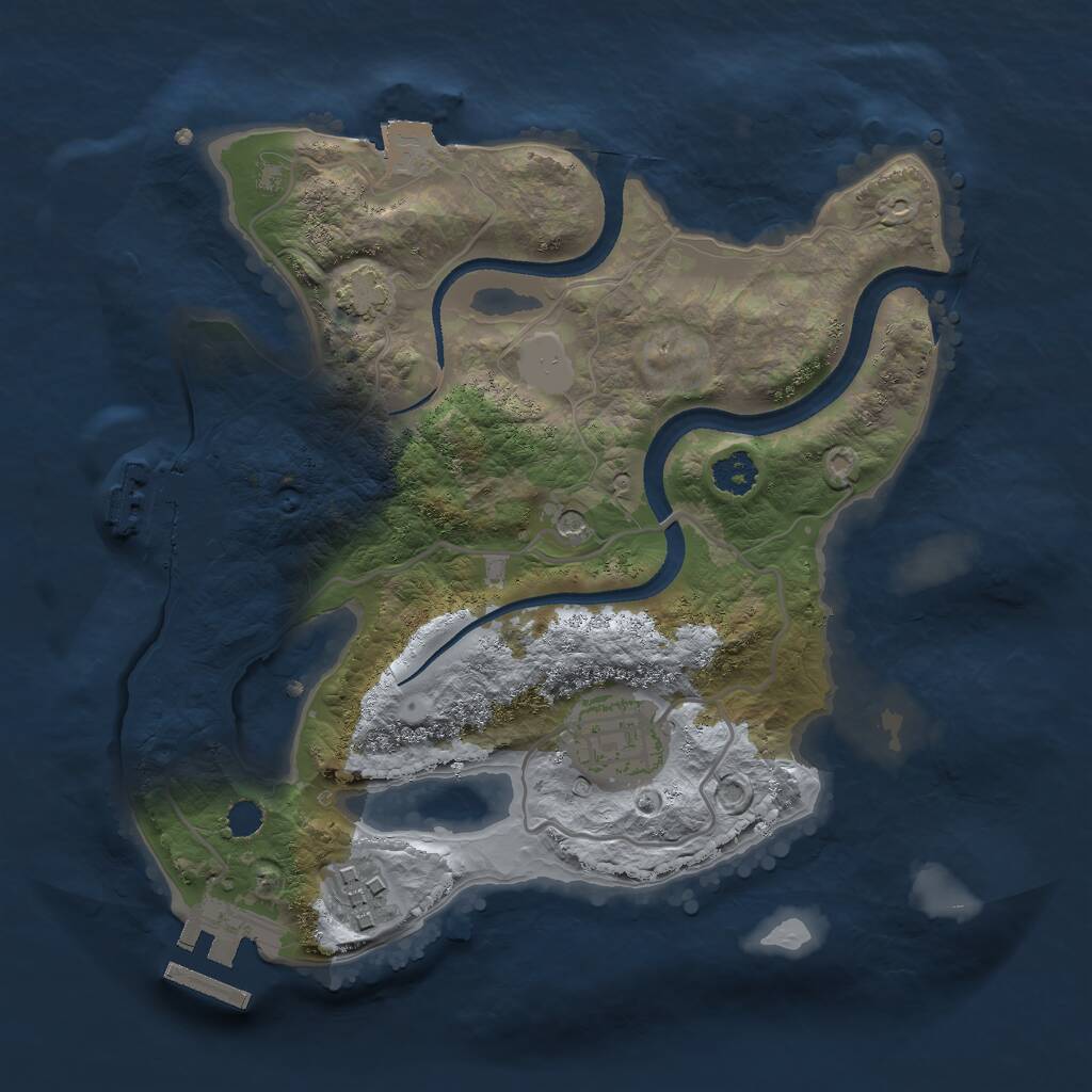Rust Map: Procedural Map, Size: 2500, Seed: 242499437, 7 Monuments