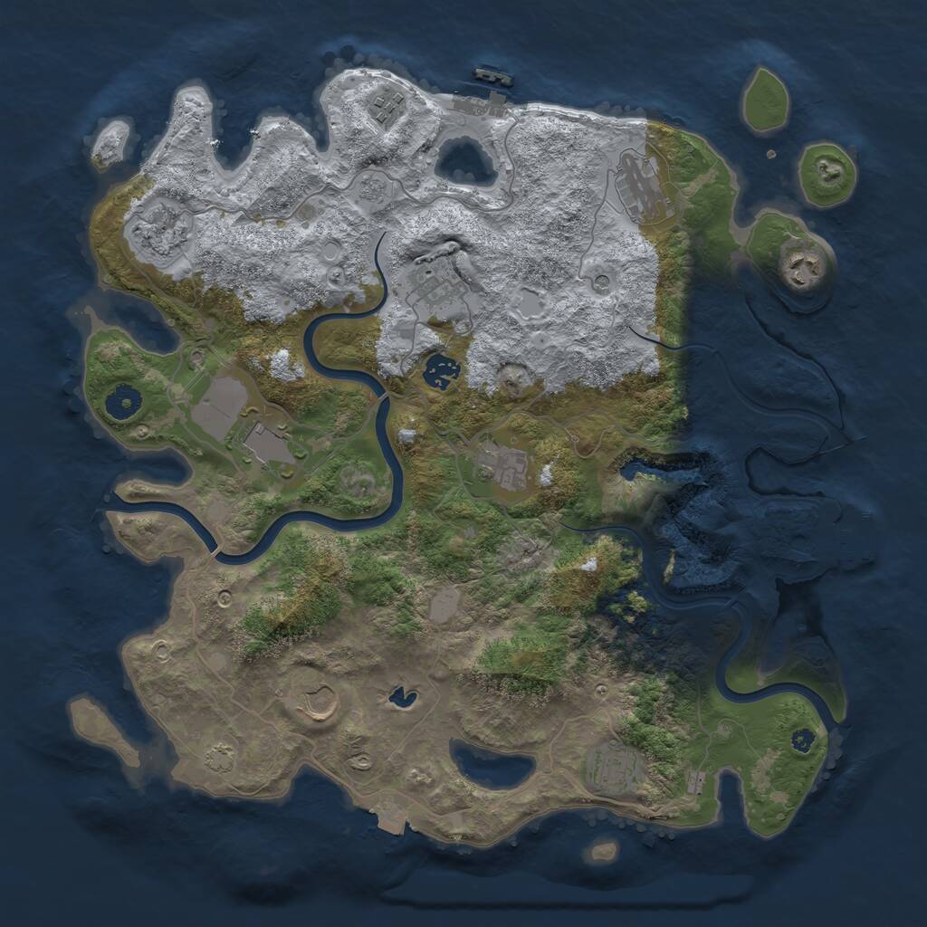 Rust Map: Procedural Map, Size: 4000, Seed: 7902, 16 Monuments