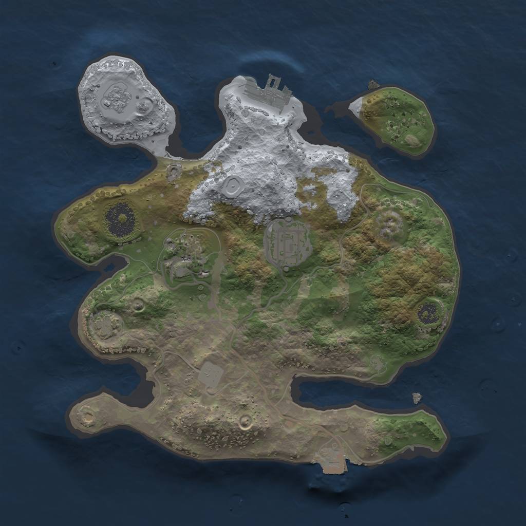 Rust Map: Procedural Map, Size: 2500, Seed: 624, 8 Monuments