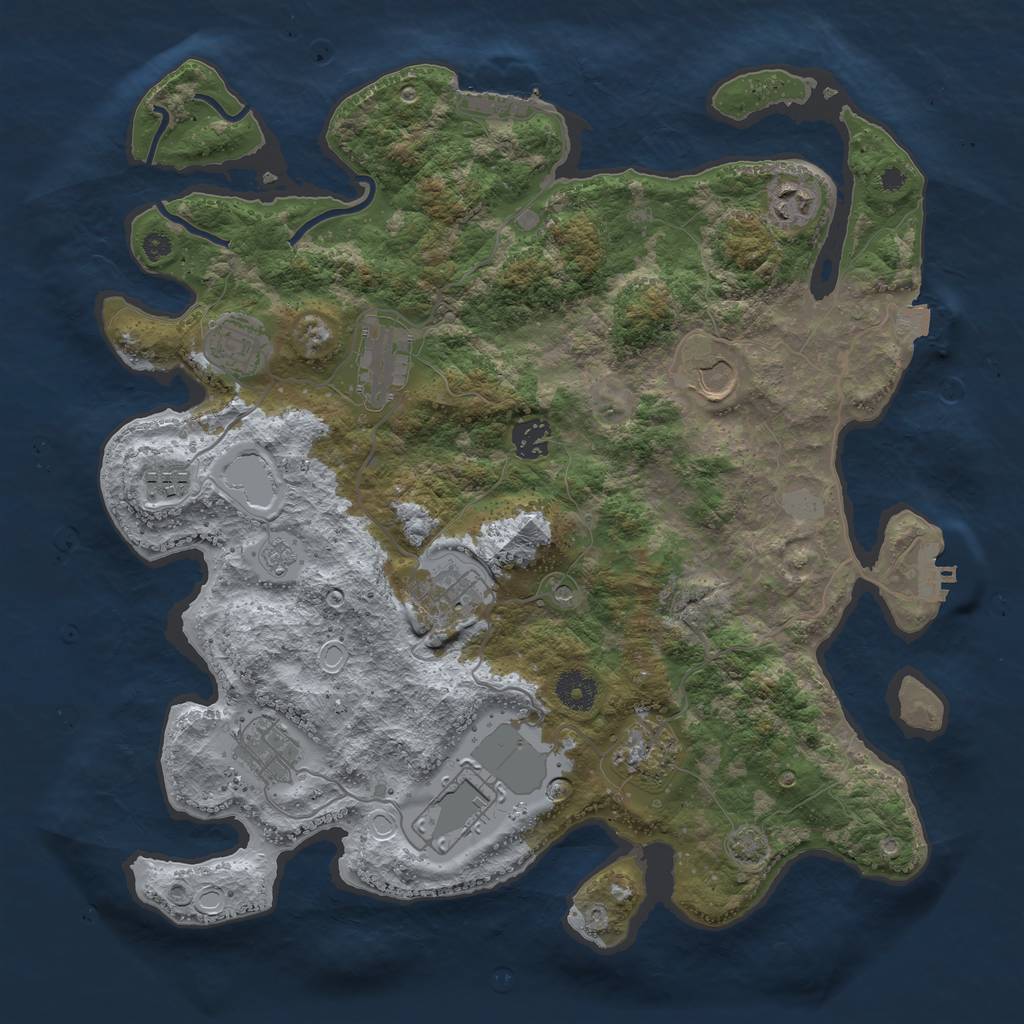 Rust Map: Procedural Map, Size: 3750, Seed: 34592408, 18 Monuments