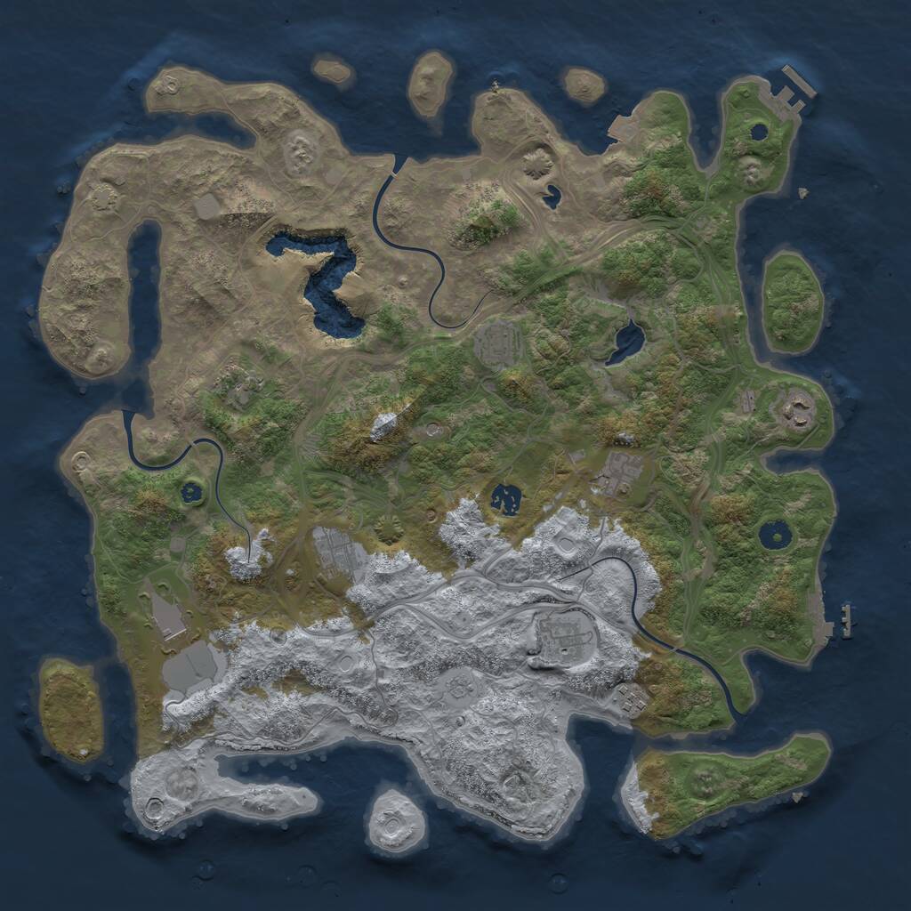 Rust Map: Procedural Map, Size: 4400, Seed: 27102831, 15 Monuments