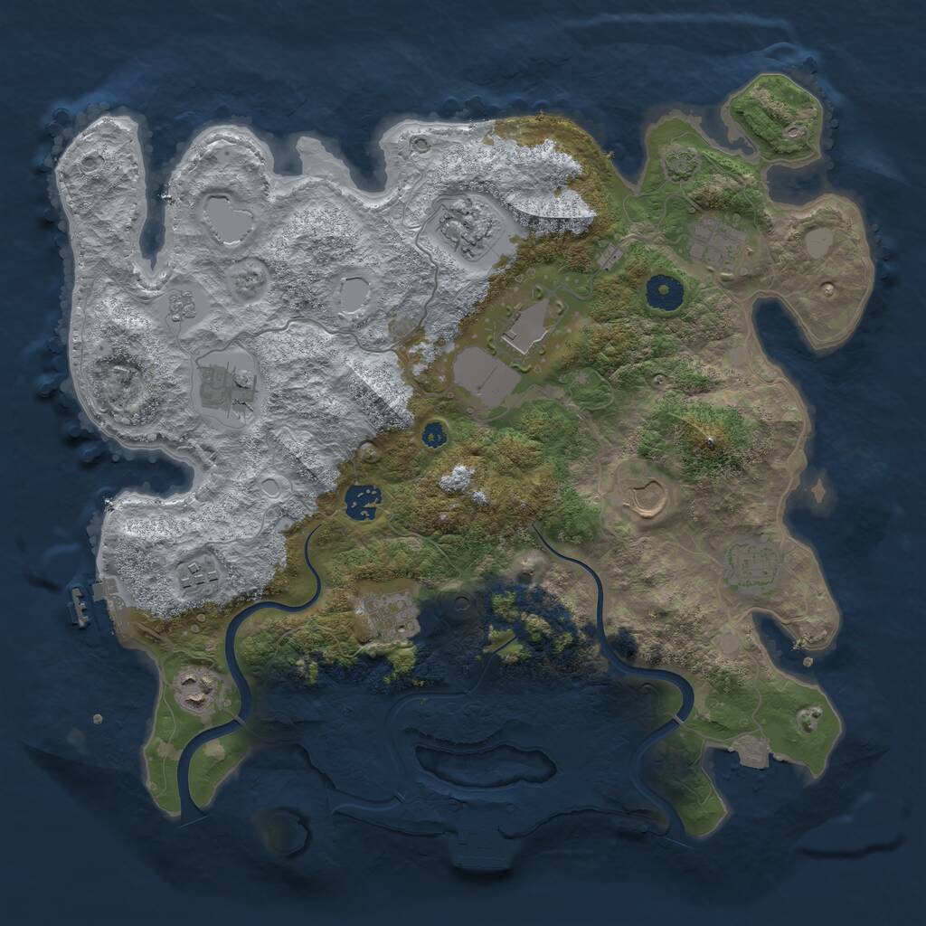 Rust Map: Procedural Map, Size: 3750, Seed: 58039775, 16 Monuments
