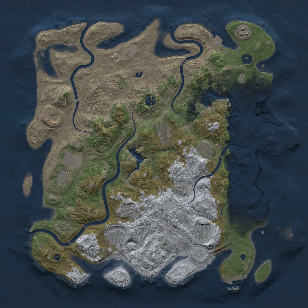 Rust Map: Procedural Map, Size: 4300, Seed: 27227720, 16 Monuments