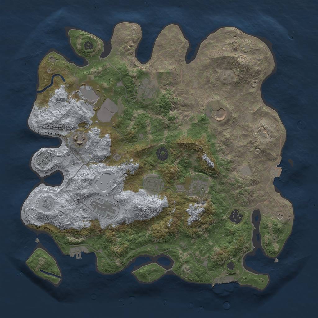 Rust Map: Procedural Map, Size: 3650, Seed: 13626149, 17 Monuments