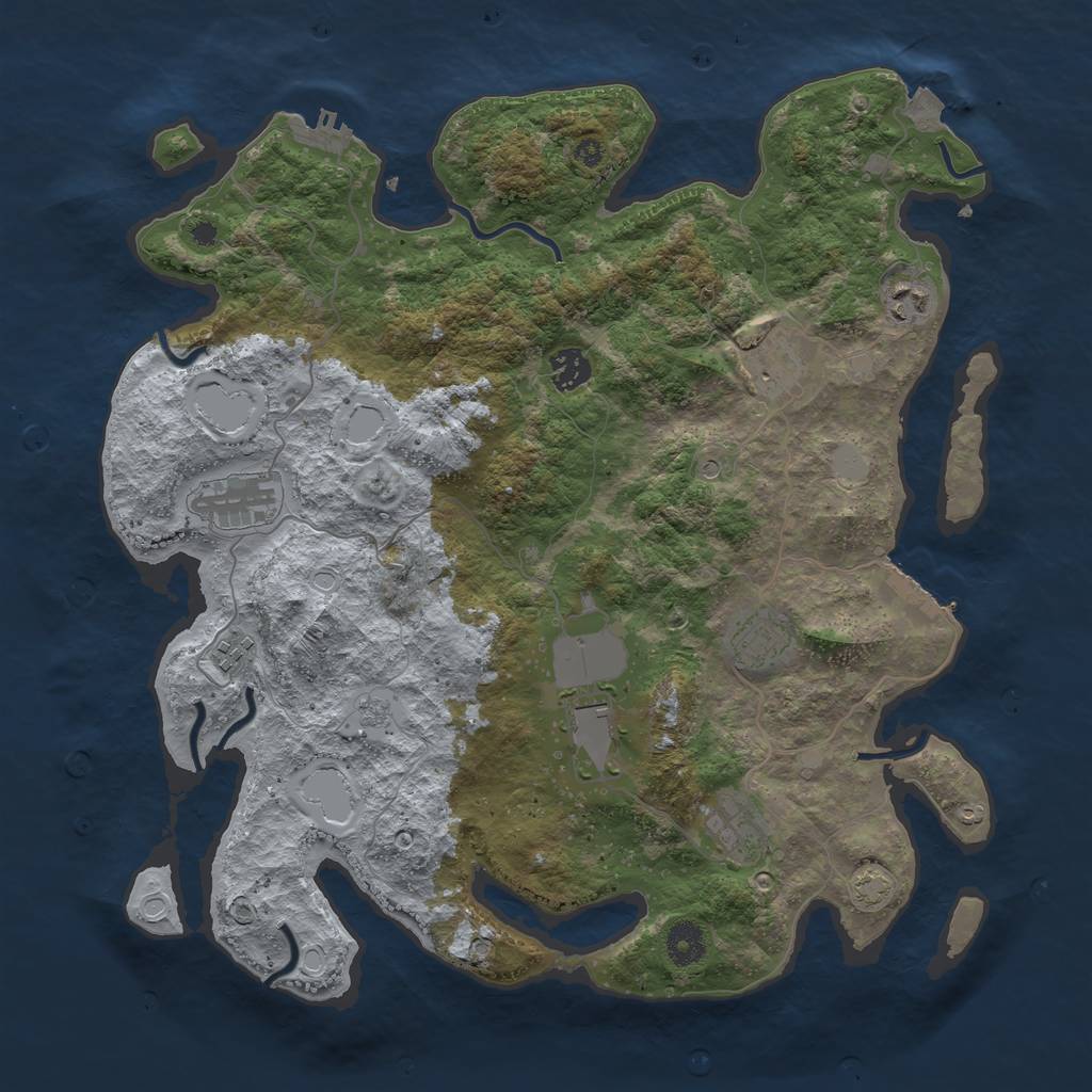 Rust Map: Procedural Map, Size: 3900, Seed: 82297790, 16 Monuments