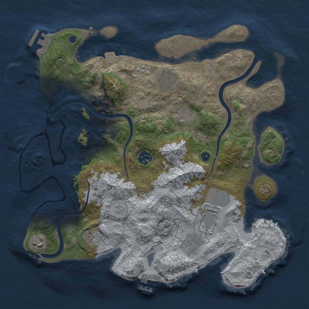 Rust Map: Procedural Map, Size: 3500, Seed: 672623784, 14 Monuments