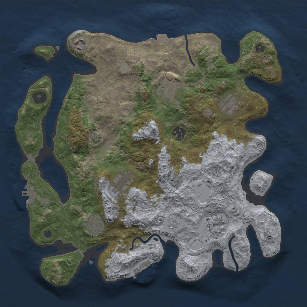 Rust Map: Procedural Map, Size: 3450, Seed: 66114140, 16 Monuments