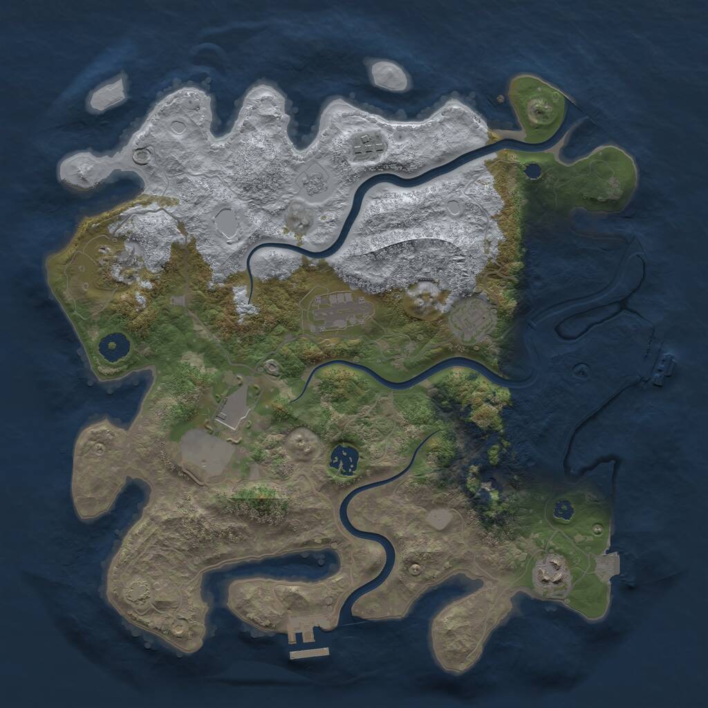 Rust Map: Procedural Map, Size: 3650, Seed: 72528078, 13 Monuments
