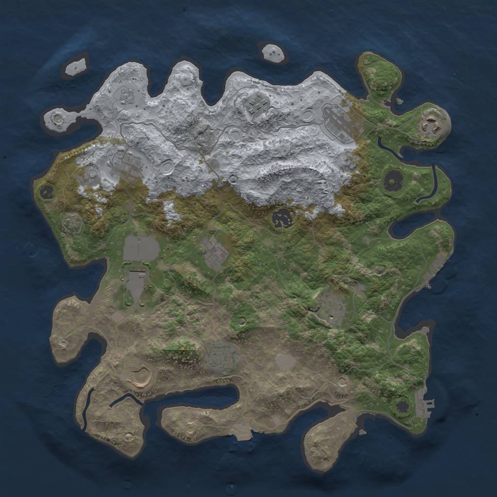 Rust Map: Procedural Map, Size: 3650, Seed: 72528078, 18 Monuments