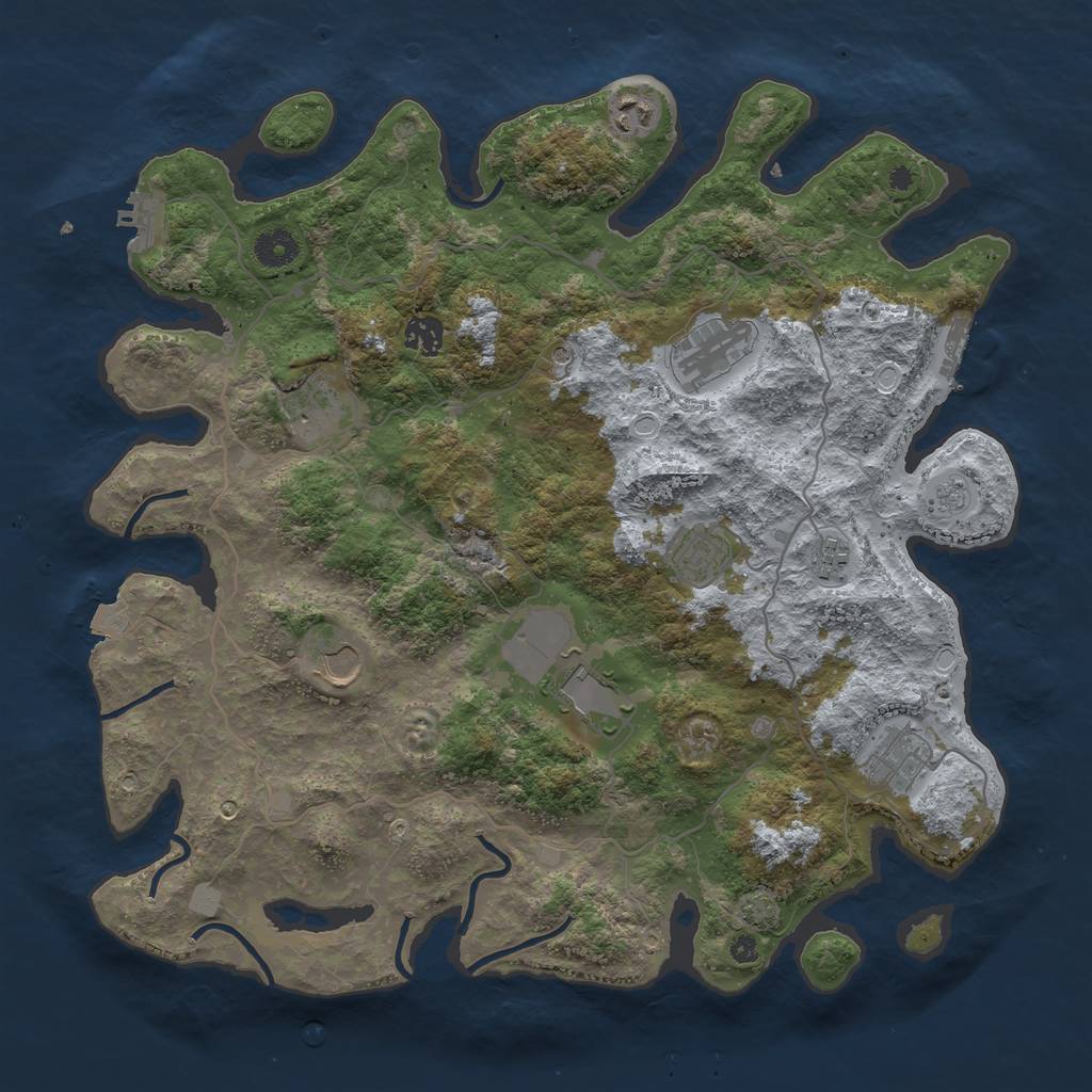 Rust Map: Procedural Map, Size: 4000, Seed: 1442338720, 17 Monuments