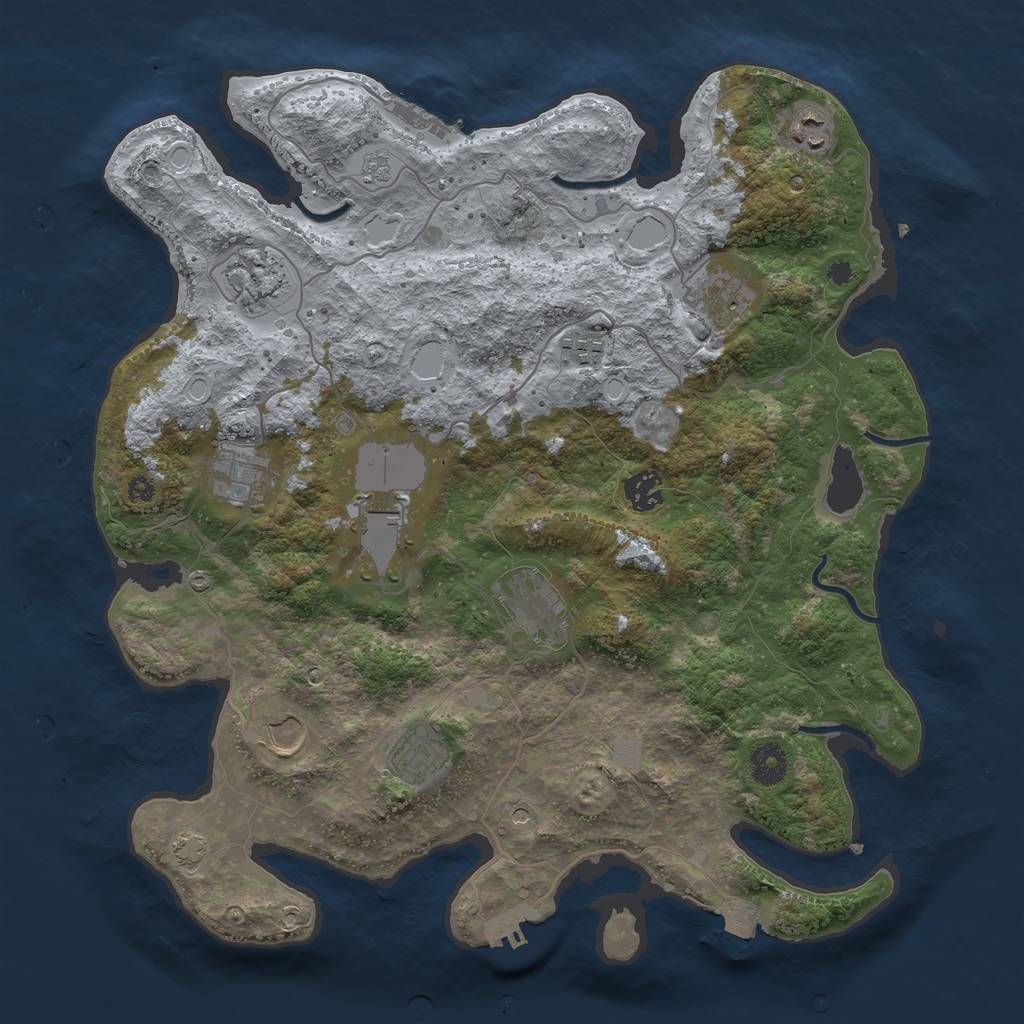 Rust Map: Procedural Map, Size: 3800, Seed: 80354762, 18 Monuments