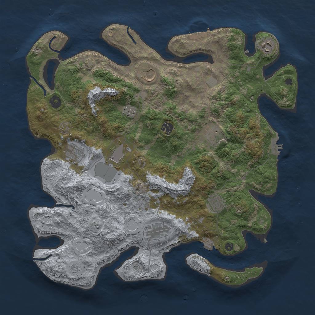 Rust Map: Procedural Map, Size: 3900, Seed: 18046052, 17 Monuments