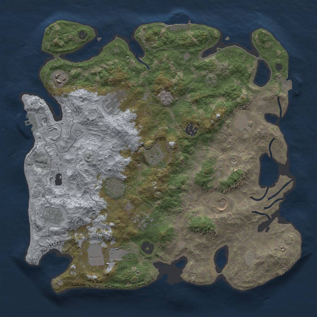 Rust Map: Procedural Map, Size: 3800, Seed: 75990066, 19 Monuments