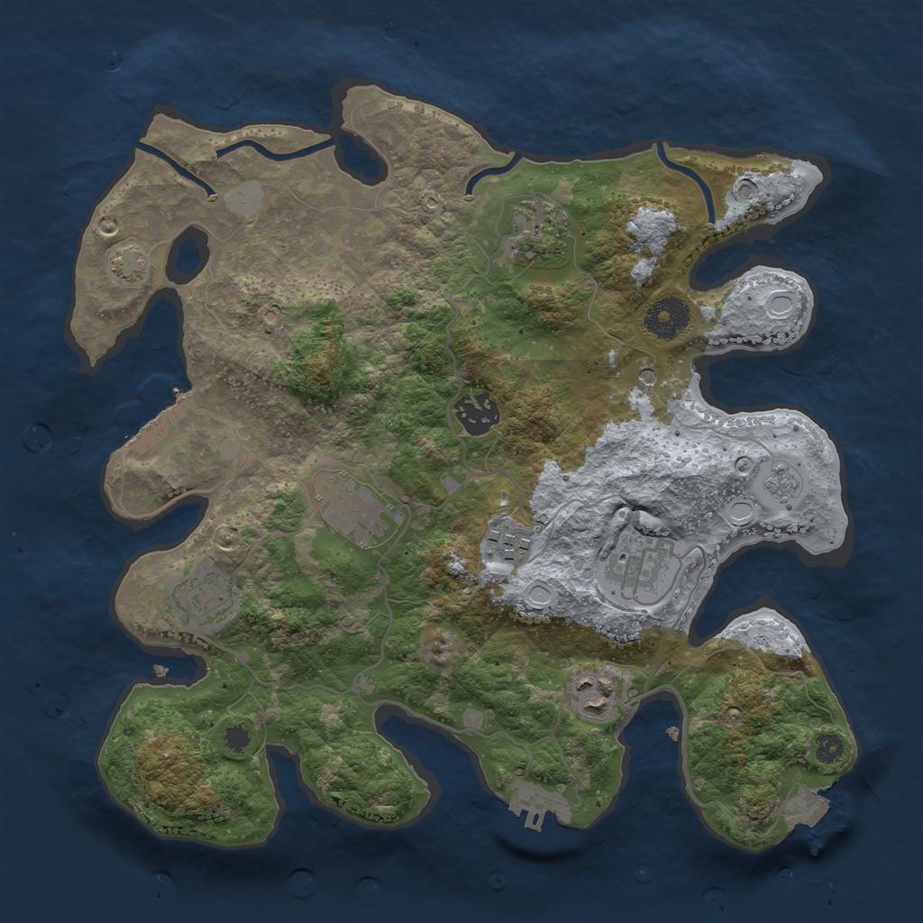 Rust Map: Procedural Map, Size: 3250, Seed: 703200797, 15 Monuments