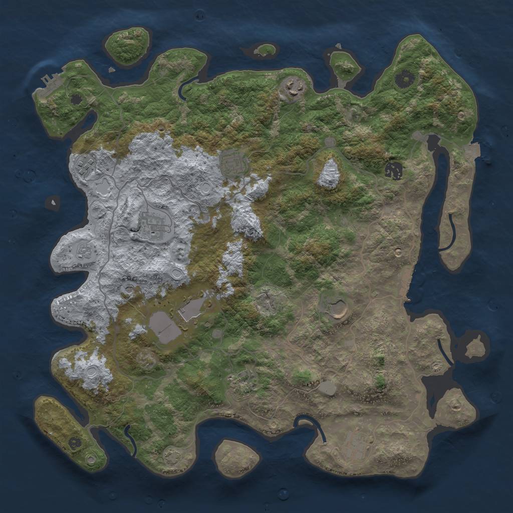 Rust Map: Procedural Map, Size: 4100, Seed: 11909478, 17 Monuments