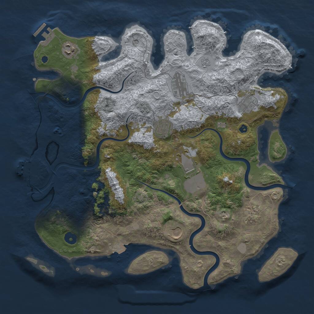Rust Map: Procedural Map, Size: 3850, Seed: 1279927, 14 Monuments