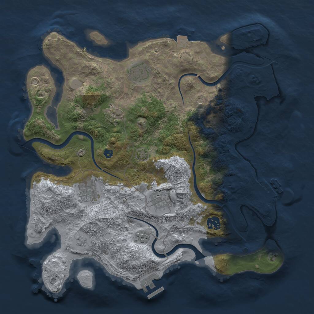 Rust Map: Procedural Map, Size: 3400, Seed: 30848499, 12 Monuments