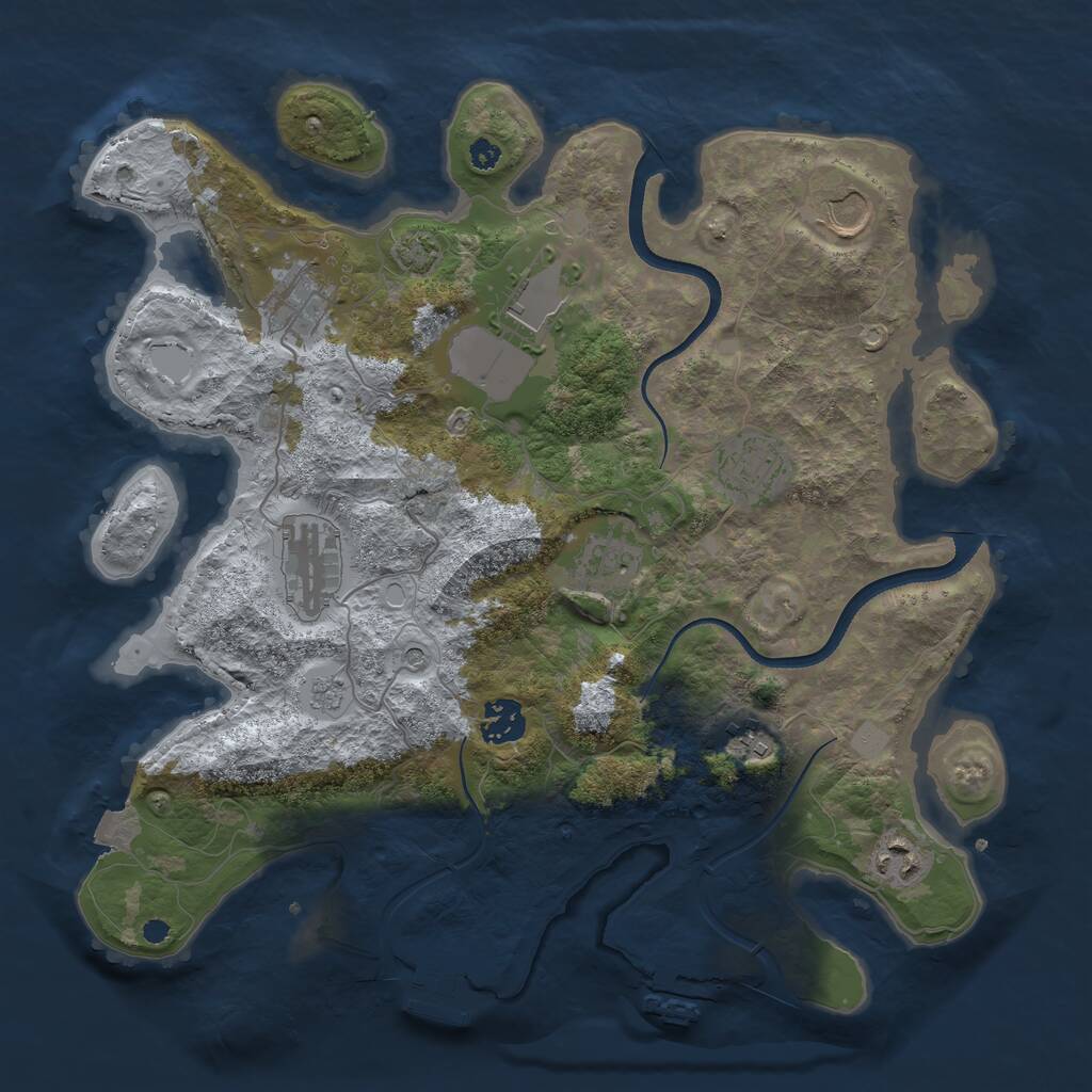 Rust Map: Procedural Map, Size: 3550, Seed: 2309848, 15 Monuments