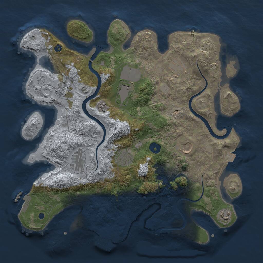 Rust Map: Procedural Map, Size: 3550, Seed: 2309848, 14 Monuments