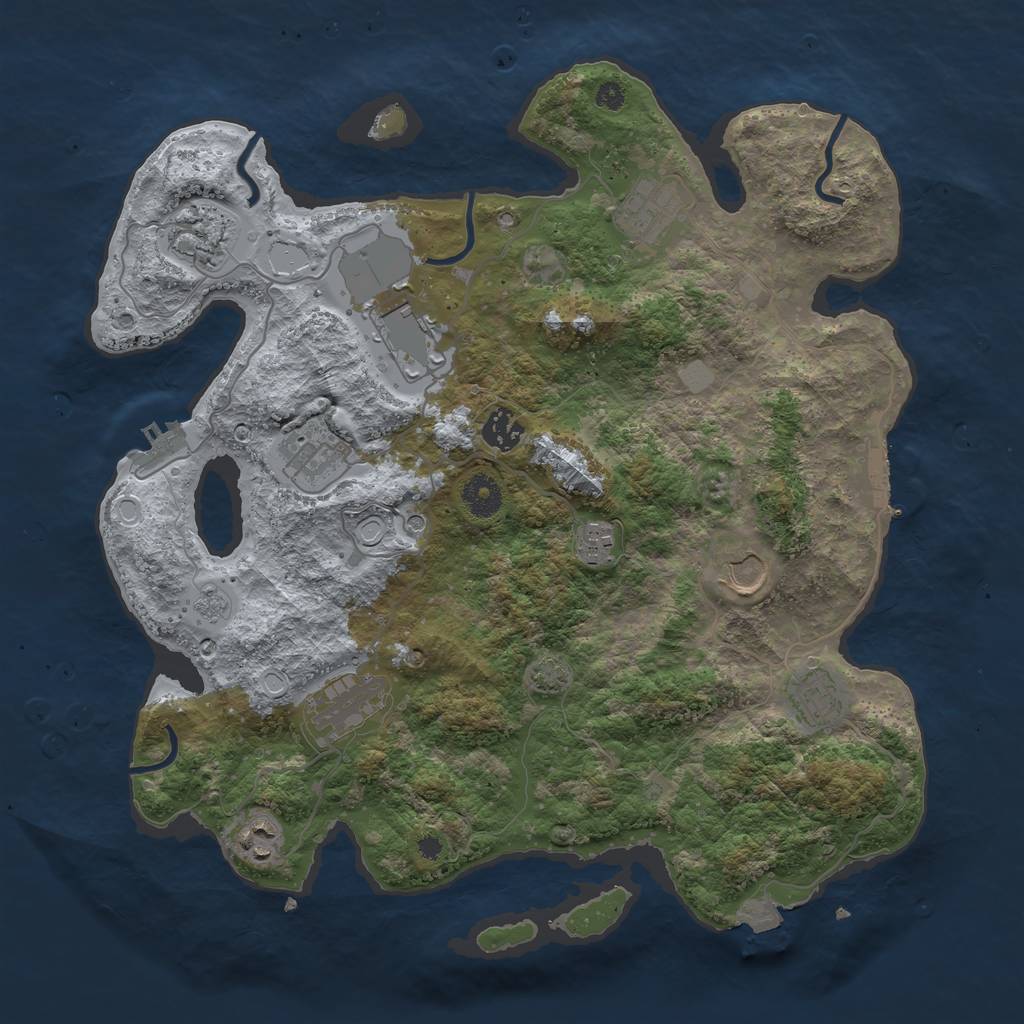 Rust Map: Procedural Map, Size: 3750, Seed: 74429658, 18 Monuments