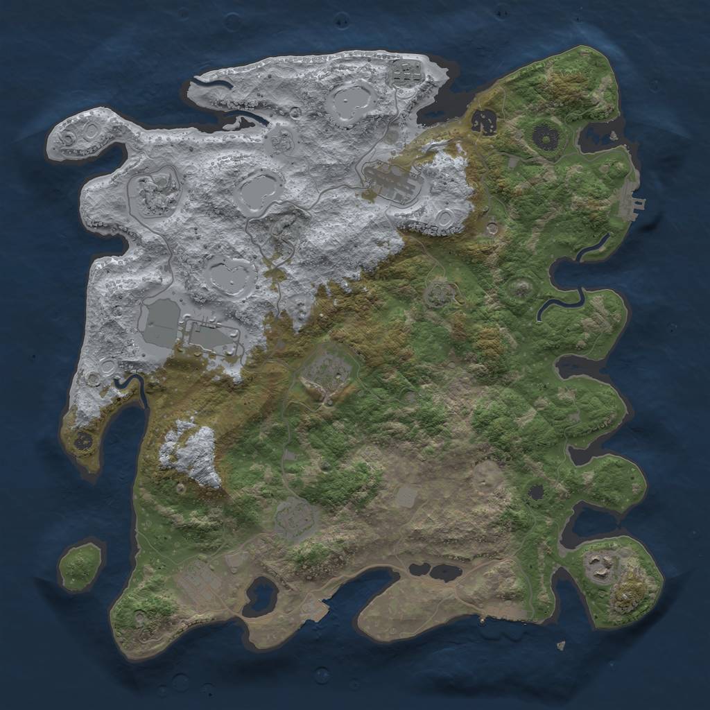 Rust Map: Procedural Map, Size: 3950, Seed: 17184337, 17 Monuments
