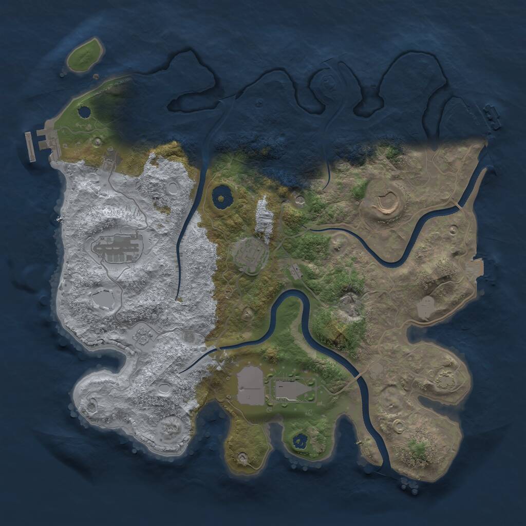 Rust Map: Procedural Map, Size: 3500, Seed: 8478355, 10 Monuments