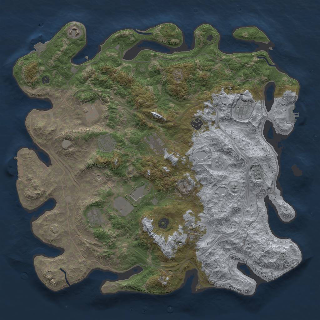 Rust Map: Procedural Map, Size: 4300, Seed: 54815040, 18 Monuments