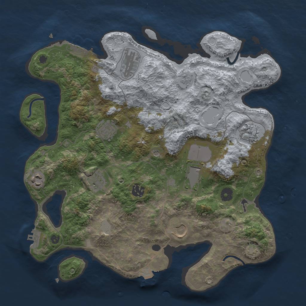 Rust Map: Procedural Map, Size: 3500, Seed: 702438052, 16 Monuments