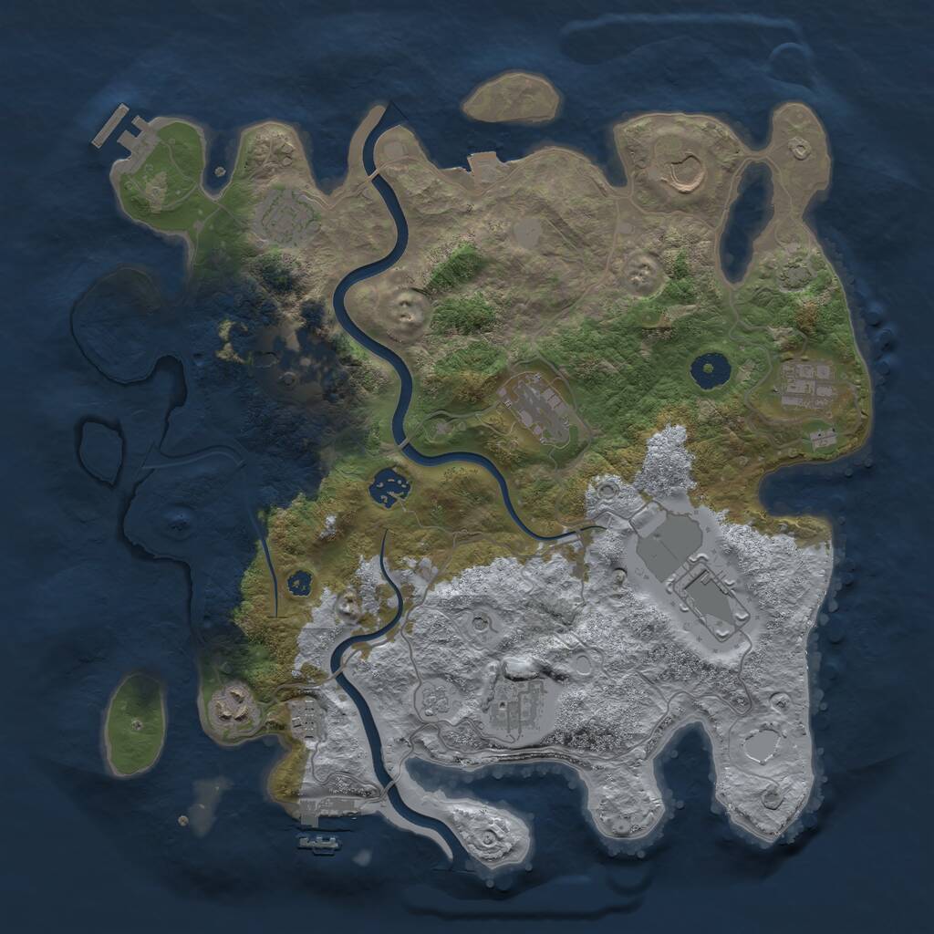 Rust Map: Procedural Map, Size: 3750, Seed: 67267810, 16 Monuments