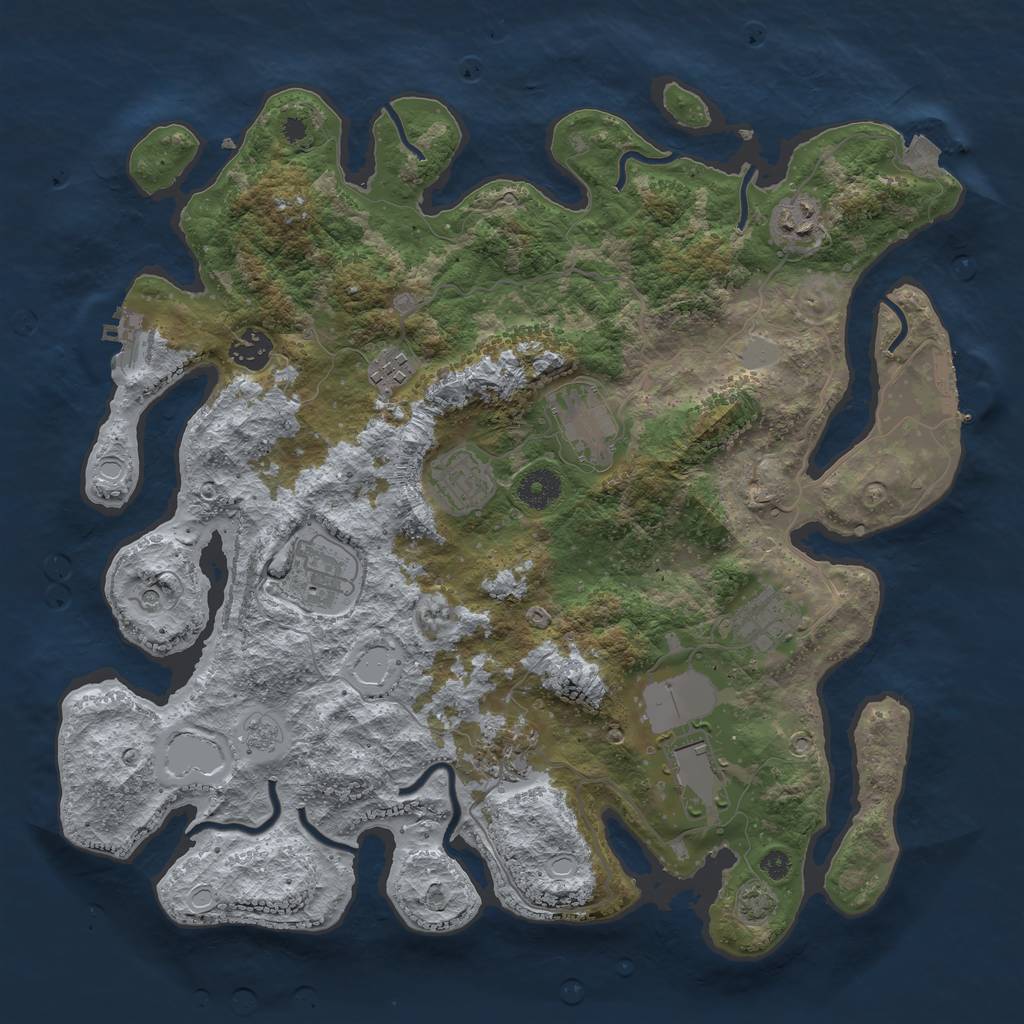 Rust Map: Procedural Map, Size: 3750, Seed: 73018793, 17 Monuments