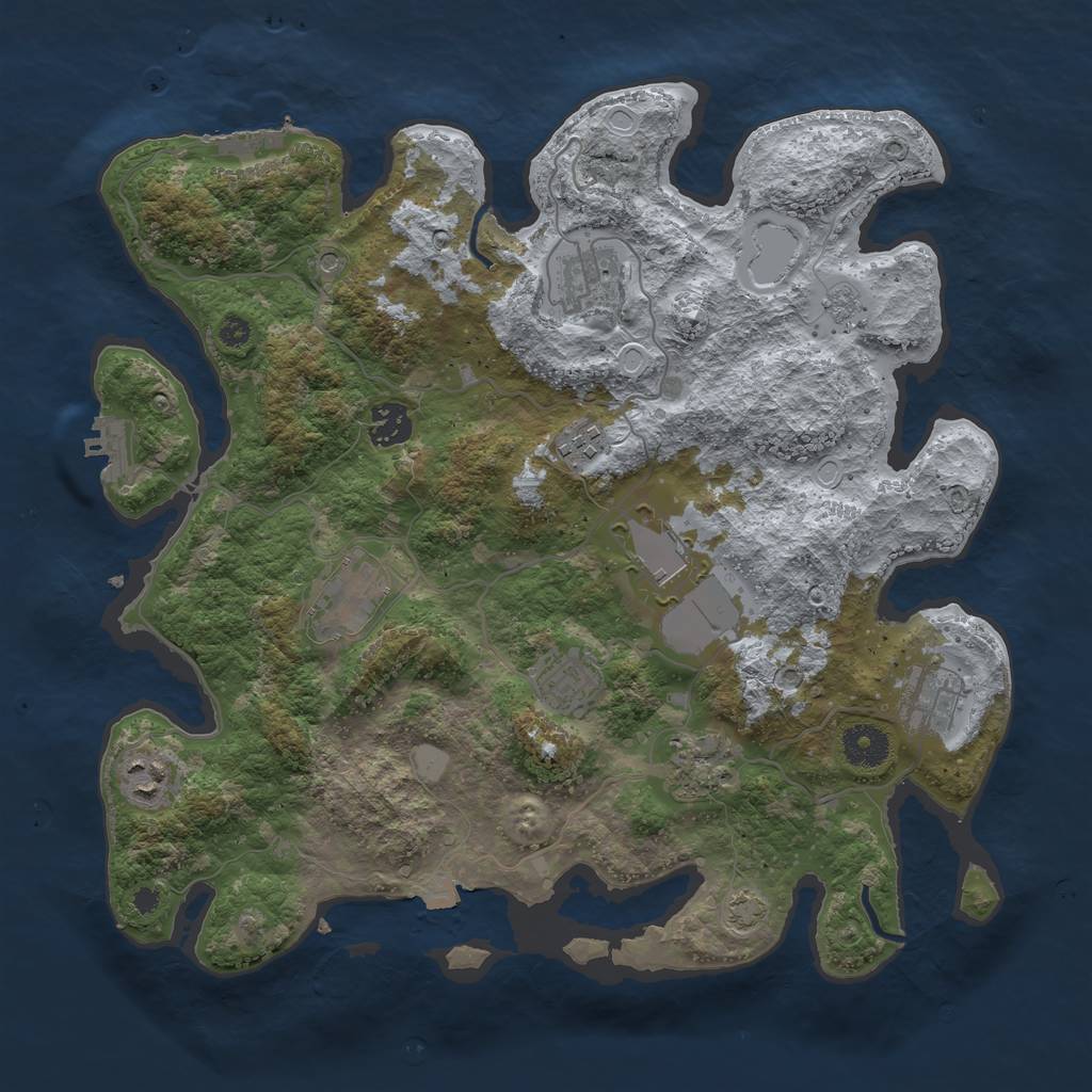 Rust Map: Procedural Map, Size: 3650, Seed: 97378484, 17 Monuments