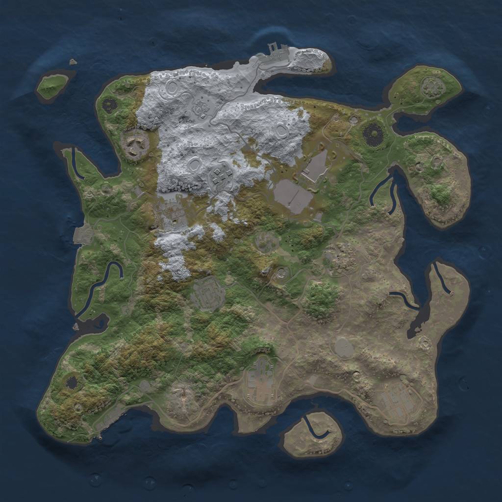 Rust Map: Procedural Map, Size: 3500, Seed: 585606235, 16 Monuments