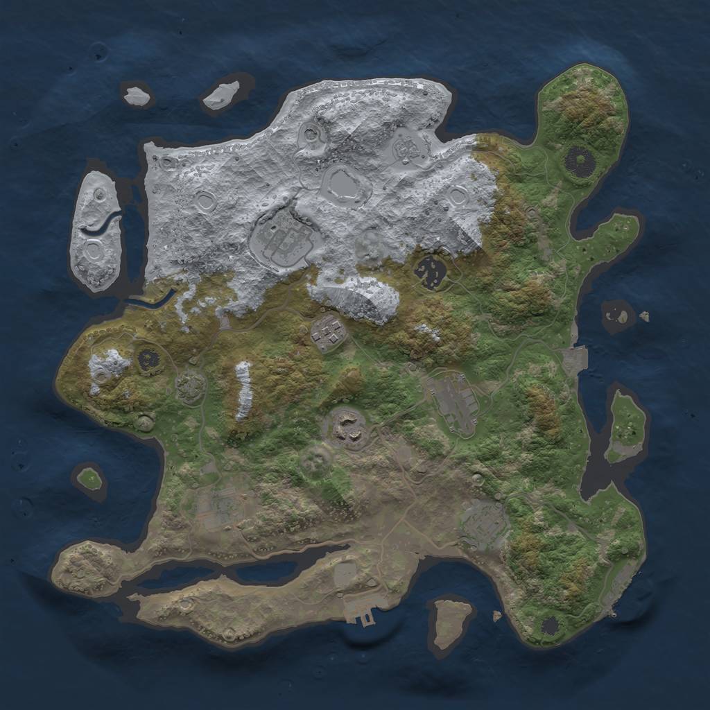 Rust Map: Procedural Map, Size: 3450, Seed: 28384365, 15 Monuments