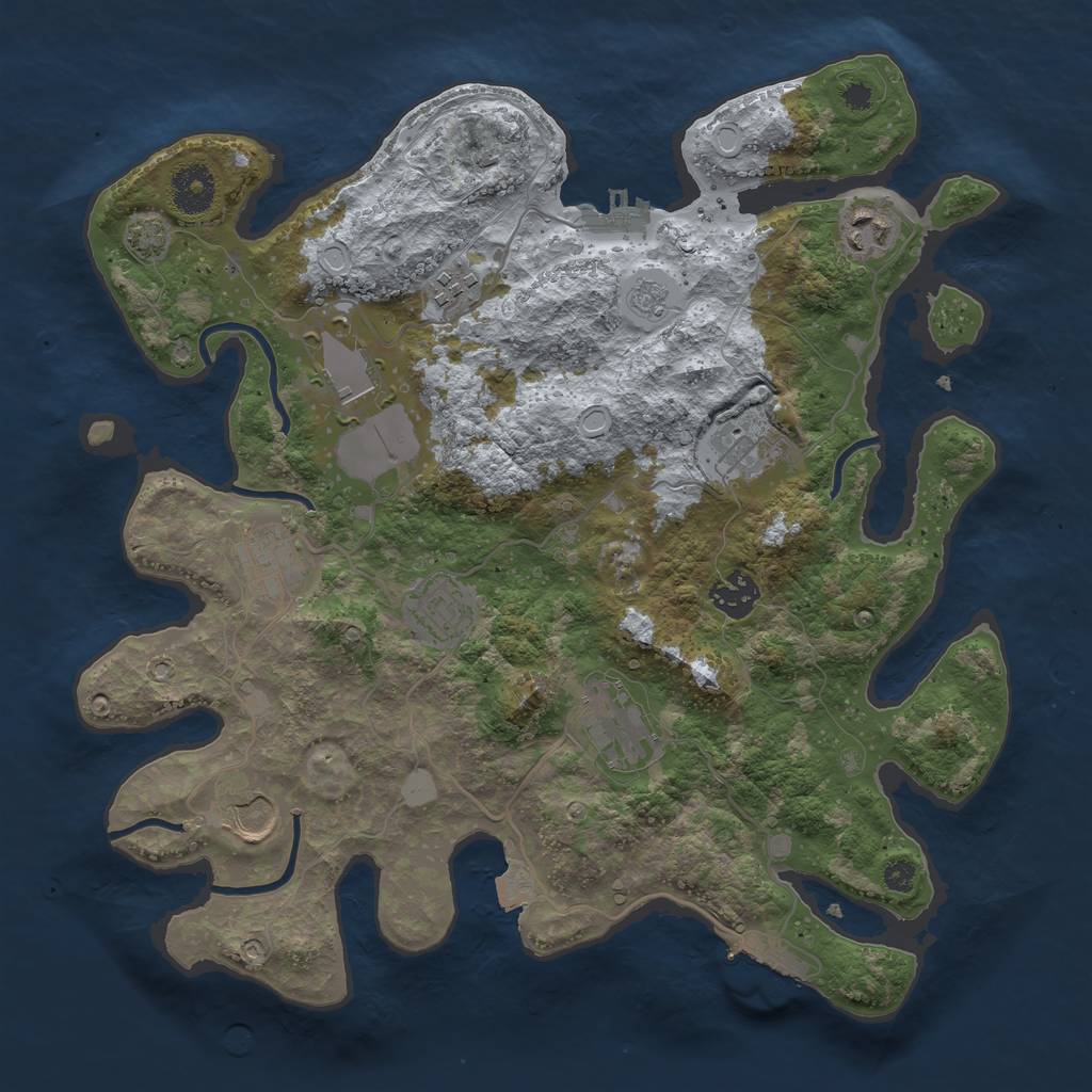 Rust Map: Procedural Map, Size: 3500, Seed: 350154777, 16 Monuments