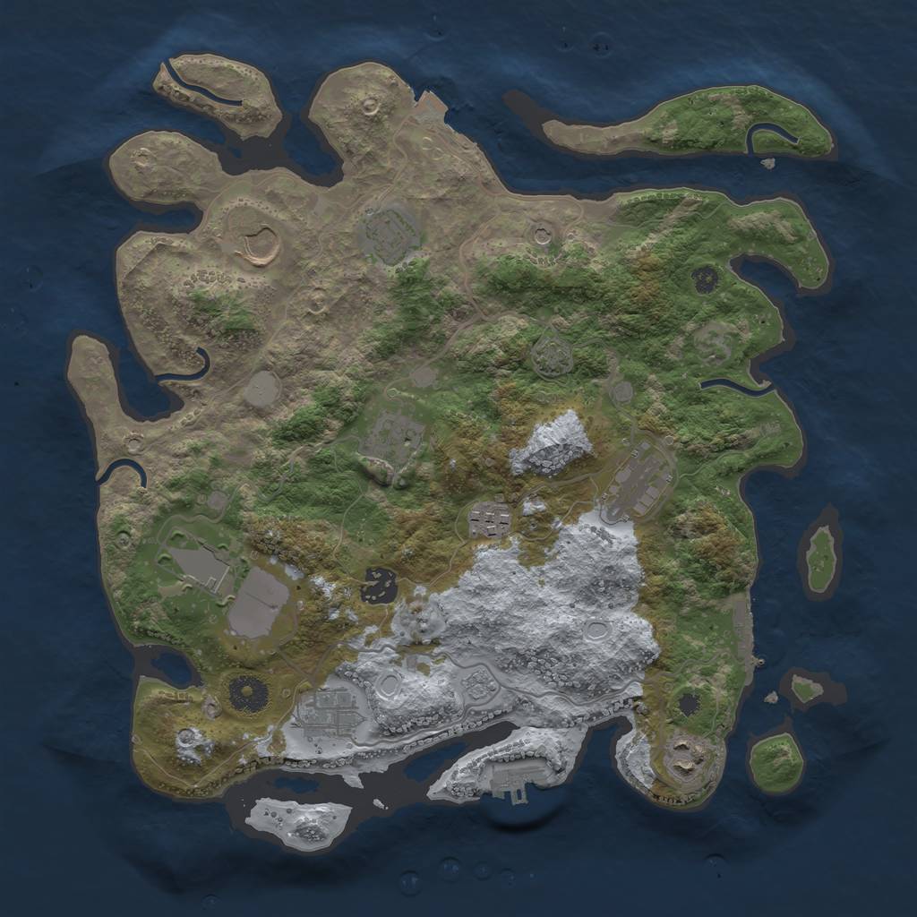 Rust Map: Procedural Map, Size: 3550, Seed: 86916650, 17 Monuments