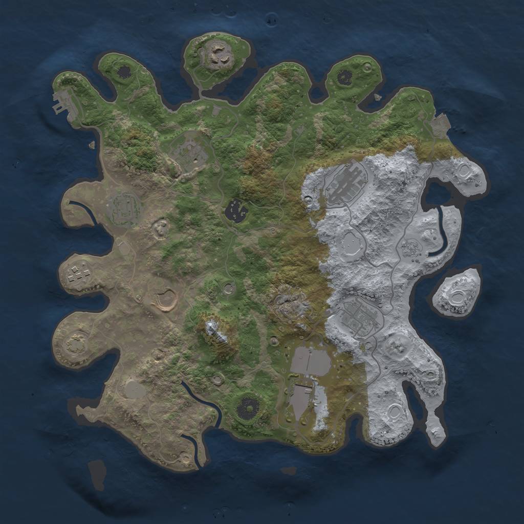 Rust Map: Procedural Map, Size: 3500, Seed: 2034330186, 16 Monuments