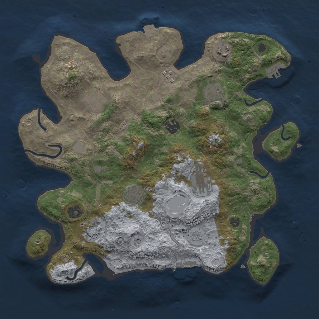 Rust Map: Procedural Map, Size: 3400, Seed: 34328646, 16 Monuments