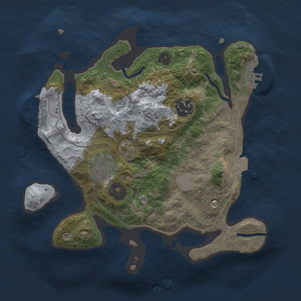 Rust Map: Procedural Map, Size: 2500, Seed: 1324168, 8 Monuments