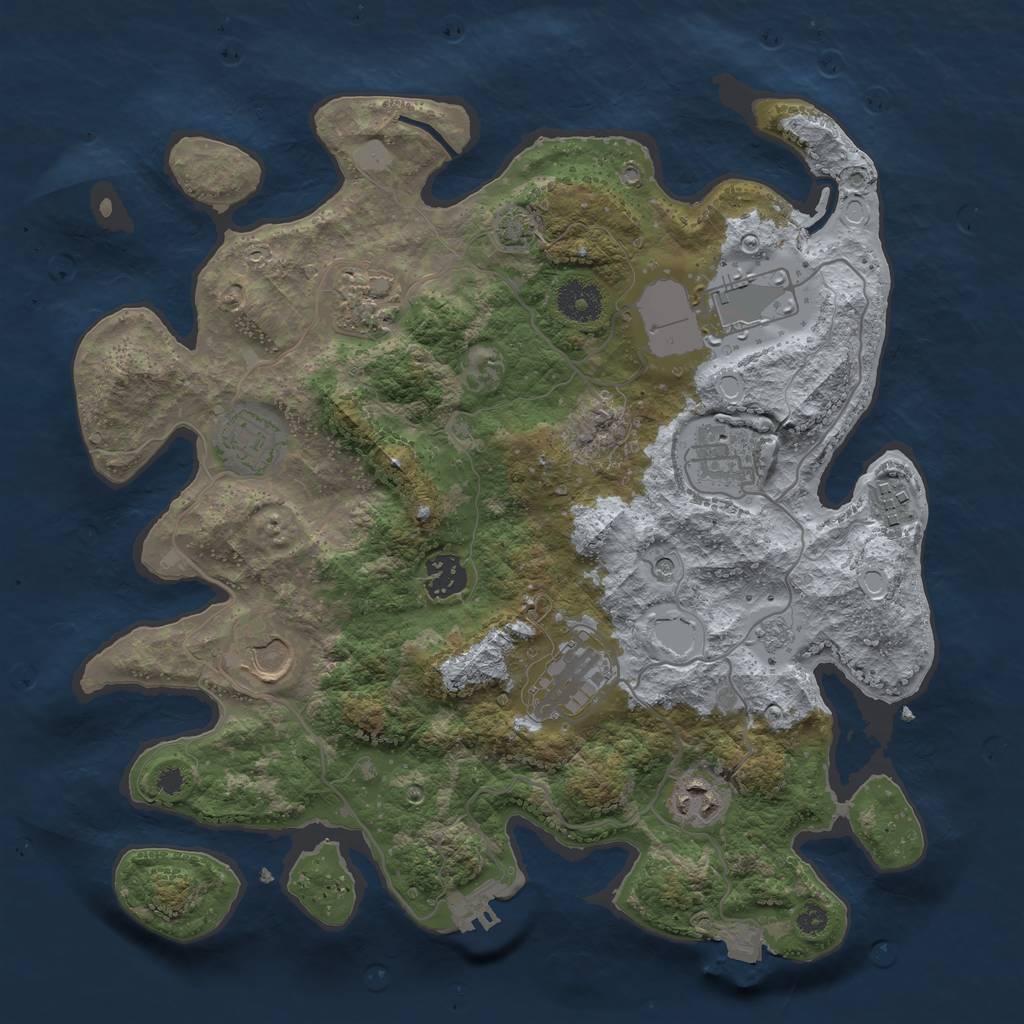 Rust Map: Procedural Map, Size: 3500, Seed: 1661942396, 16 Monuments
